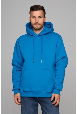 Толстовка худи мужская Лазурная (бирюза) премиум качества 340гр/м.кв