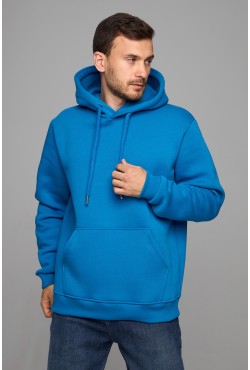 Толстовка худи мужская Лазурная (бирюза) премиум качества 340гр/м.кв