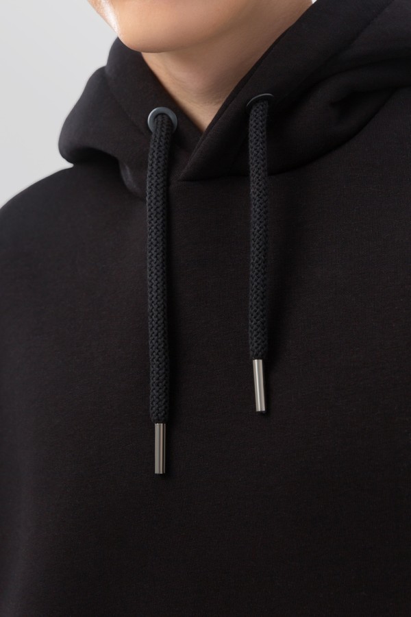 Мужская худи черная с капюшоном премиум качества 360гр/м.кв   Магазин Толстовок Premium Hoodie - Большие размеры