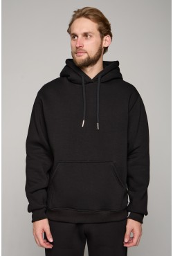 Мужская худи черная с капюшоном премиум качества 360гр/м.кв