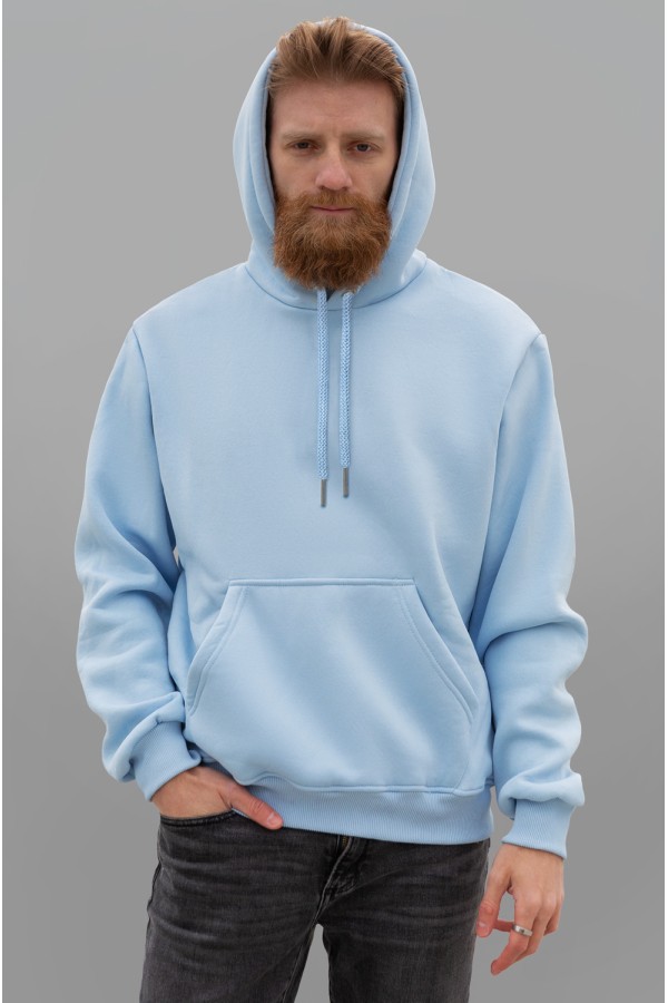  Sky Blue light Unisex Man hoodie XS-44-Unisex-(Мужской)    Мужская худи с капюшоном премиум небесно-голубая (светло-голубая) 340гр/м.кв 