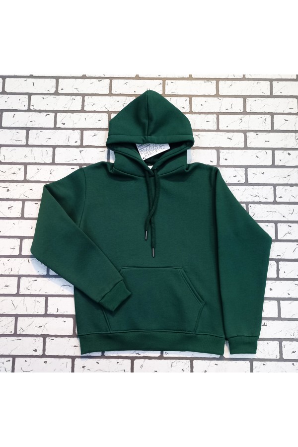 Женская худи с капюшоном премиум качества темно-зеленая 340гр/м.кв   Магазин Толстовок Premium Hoodie Woman