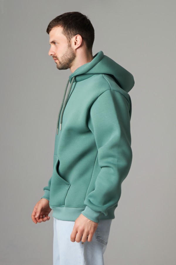 Толстовка мужская цвет Эвкалипт с капюшоном премиум качества 340гр/м.кв   Магазин Толстовок Premium Hoodie Man