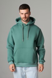 Толстовка мужская цвет Эвкалипт с капюшоном премиум качества 340гр/м.кв