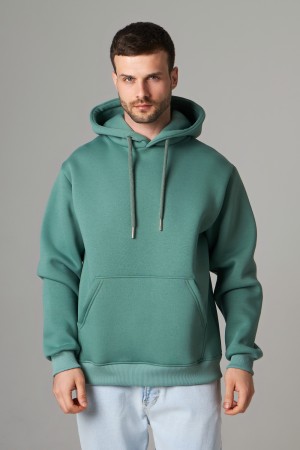 Толстовка мужская цвет Эвкалипт с капюшоном премиум качества 340гр/м.кв