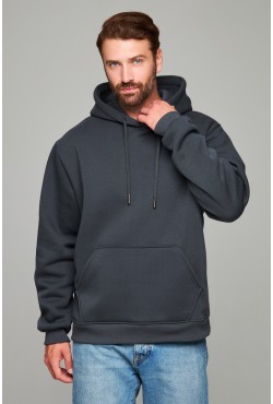 Мужская худи стальная (темно-серая) с капюшоном премиум 340гр/м.кв