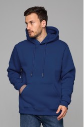 Мужская худи с капюшоном премиум качества индиго 340гр/м.кв