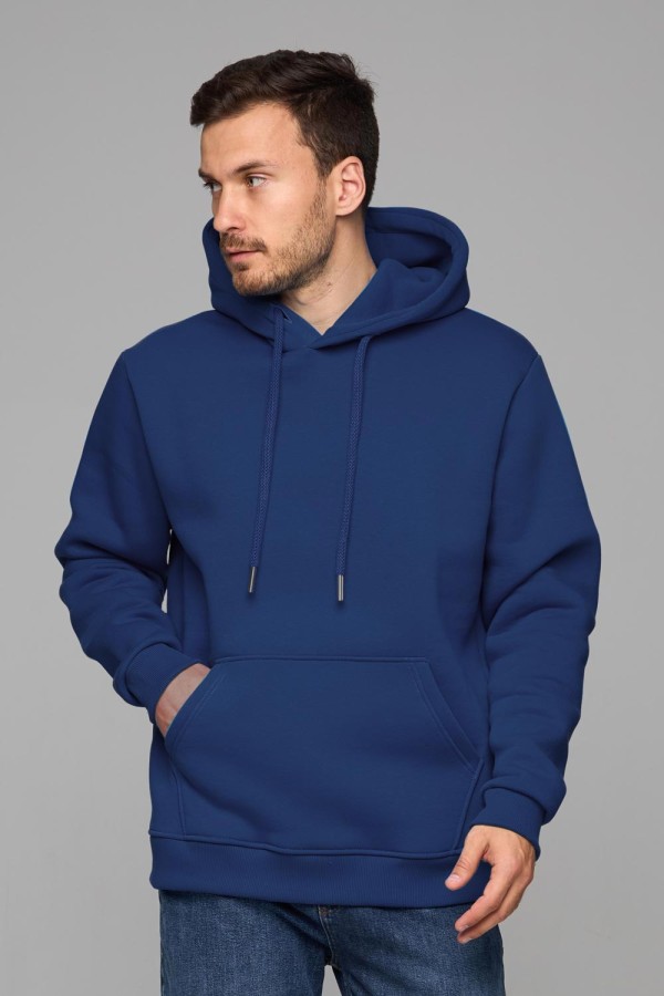  Premium Hoodie indigo Unisex Man XS-44-Unisex-(Мужской)    Мужская худи с капюшоном премиум качества индиго 340гр/м.кв 