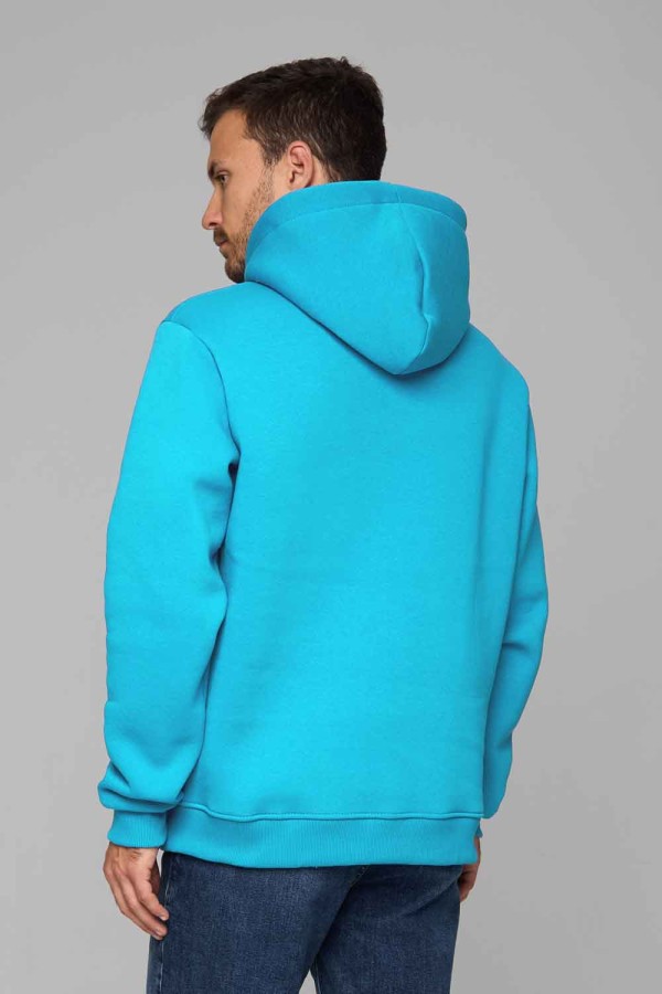  Светло-бирюзовая ярко-бирюзовая мужская худи от производителя, печать, брендирвоание, мерч
