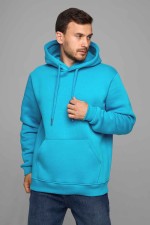  Светло-бирюзовая ярко-бирюзовая мужская худи из футера 3-нитка премиум бланковая
