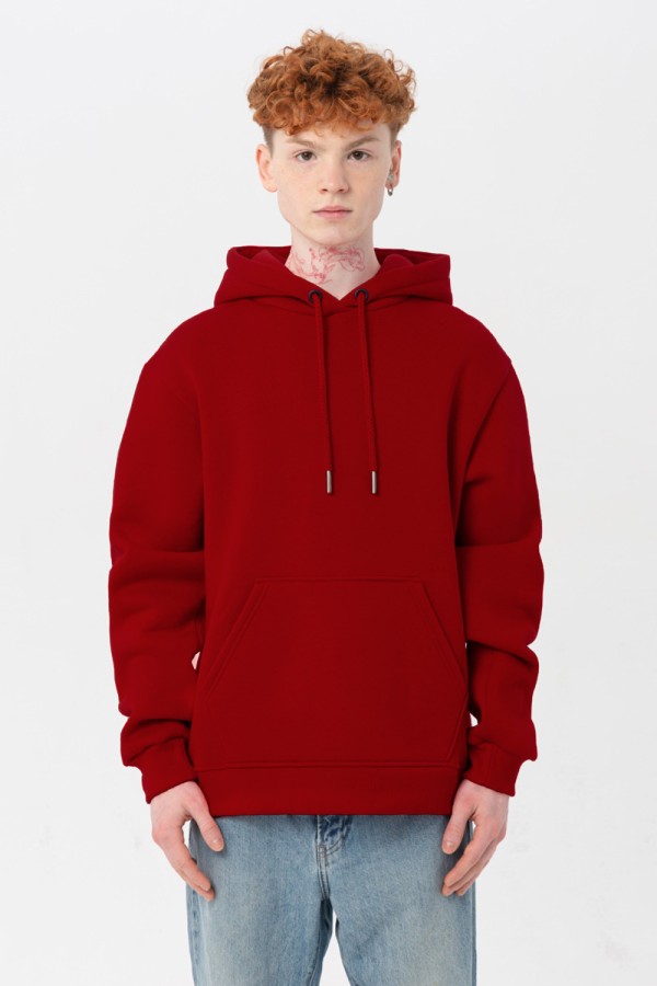  Premium Hoodie tomato red unisex man XS-44-Unisex-(Мужской)    Мужская худи с капюшоном премиум томатный красный (краповый) 340гр/м.кв 