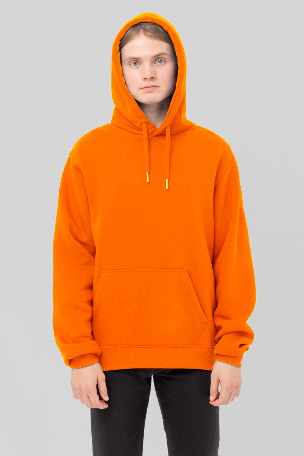  Premium Hoodie neon orange unisex man XS-44-Unisex-(Мужской)    Мужская худи с капюшоном премиум неоновый оранжевый 340гр/м.кв 