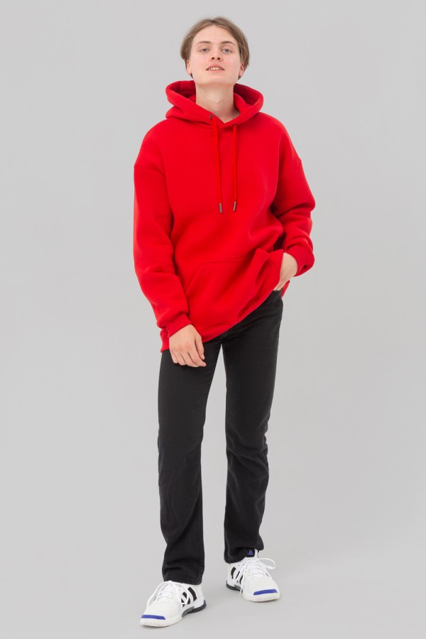 Мужская худи красная с капюшоном премиум качества 360гр/м.кв   Магазин Толстовок Premium Hoodie Man