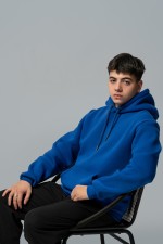 Мужское худи с капюшоном премиум качества ярко-синяя 340гр/м.кв   Магазин Толстовок Premium Hoodie Man