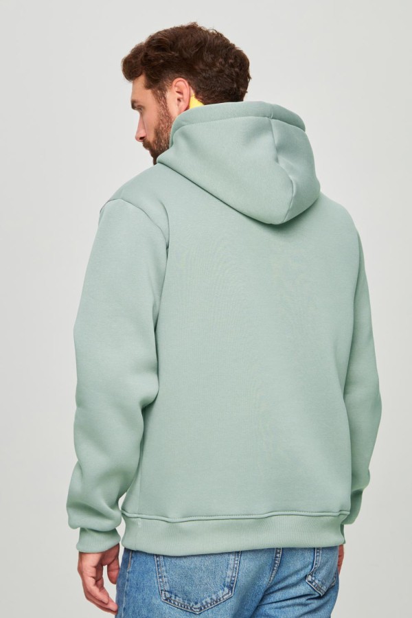 Мужская худи с капюшоном цвет тиффани (светлая мята) премиум качества утепленная 330 гр/м.кв   Магазин Толстовок Premium Hoodie Man