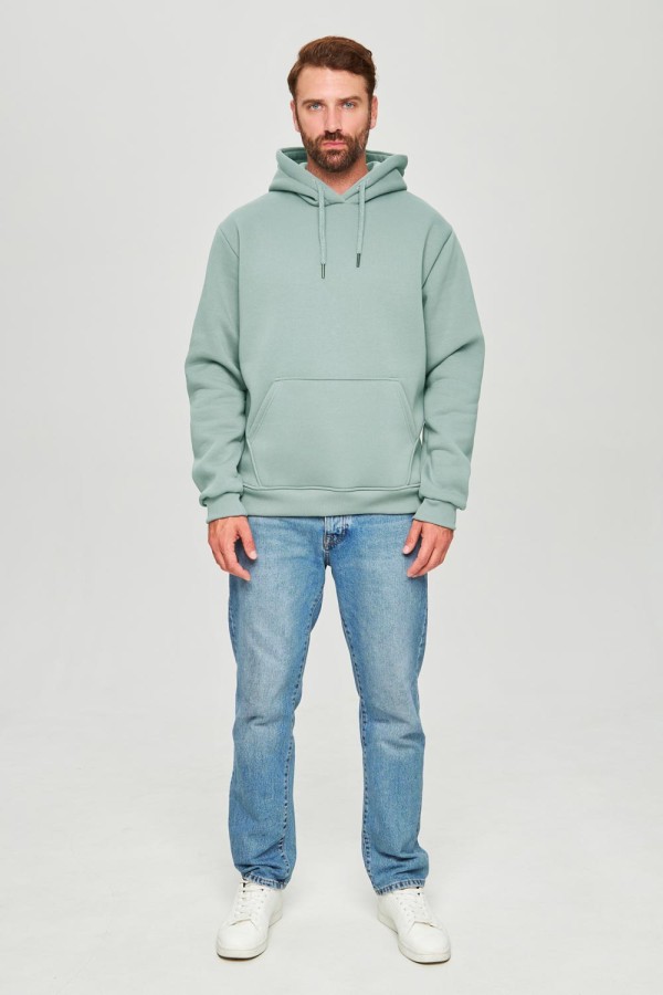 Мужская худи с капюшоном цвет тиффани (светлая мята) премиум качества утепленная 330 гр/м.кв   Магазин Толстовок Premium Hoodie Man