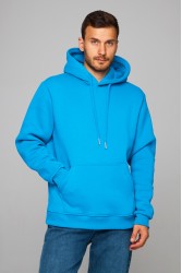 Мужское худи бирюзовое с капюшоном премиум качества 340гр