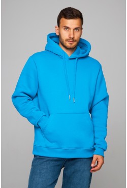 Мужское худи бирюзовое с капюшоном премиум качества 340гр