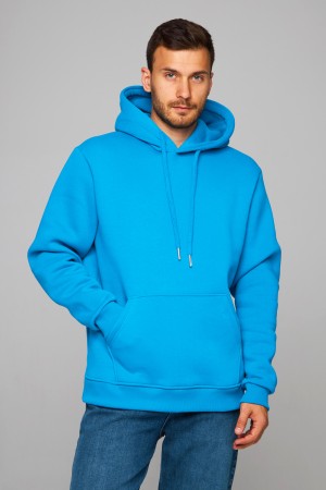 Мужское худи бирюзовое с капюшоном премиум качества 340гр