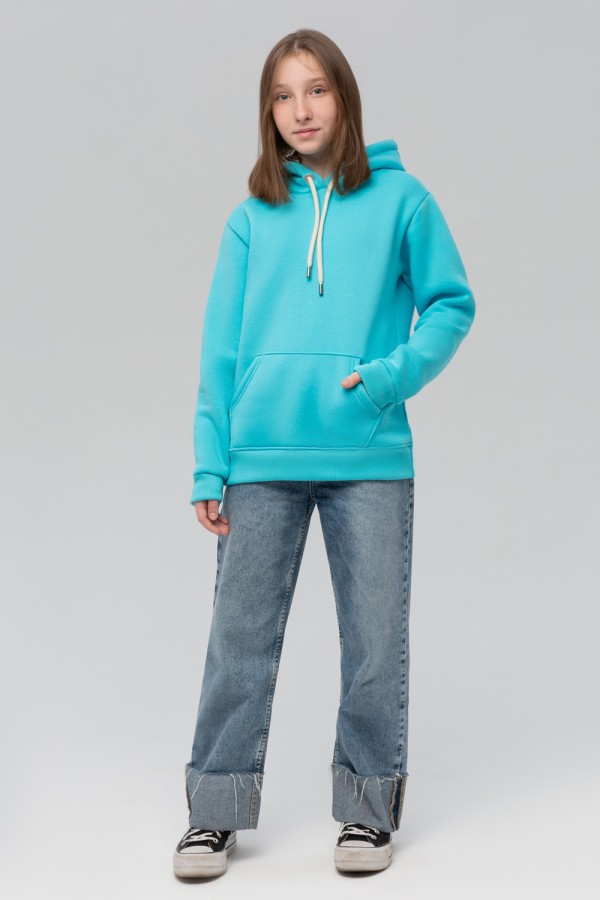  Teenage sweatshirt premium quality color "Aqua"  L-42-44-Teenage-(Подростковый)    Подростковое худи премиум качества цвет Аква 340гр 