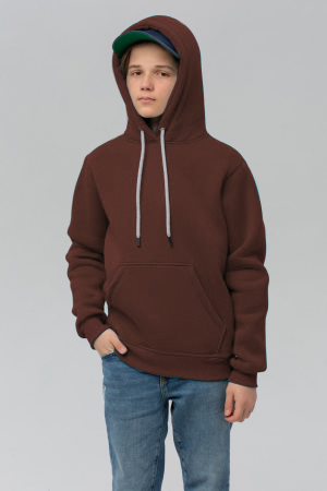 Подростковое худи премиум качества коричневого цвета (на мальчика)