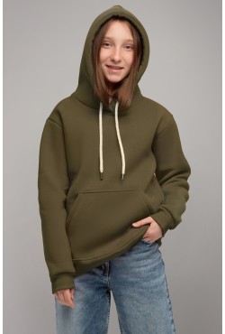 Подростковая худи премиум качества цвет хаки (для девочек)