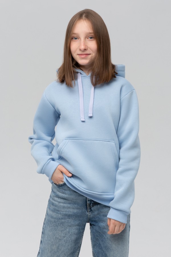  Premium hoodie «sky-blue» teenage M-40-42-Teenage-(Подростковый)    Подростковое худи премиум качества цвет Голубой 340гр 