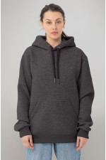  Premium anthracite dark grey melange woman S-40-42-Woman-(Женский)    Женская худи с капюшоном премиум антрацит (темно-серый меланж) 340гр/м.кв 
