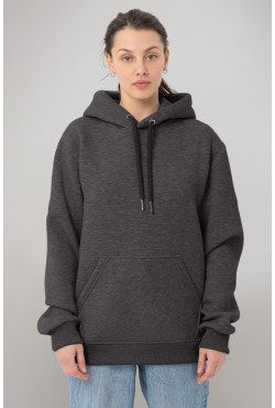 Женская худи с капюшоном премиум антрацит (темно-серый меланж) 340гр/м.кв