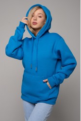 Женская Худи с капюшоном Премиум качества Лазурная 360гр/м.кв