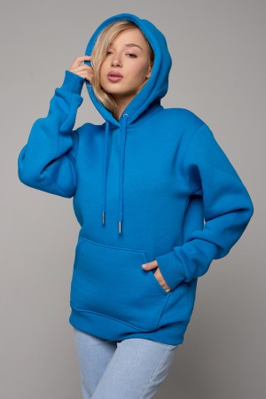 Женская Худи с капюшоном Премиум качества Лазурная 360гр/м.кв