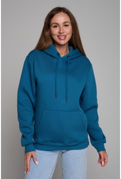 Женская худи с капюшоном премиум петроль (сине-зеленый)