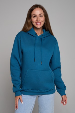 Женская худи с капюшоном премиум петроль (сине-зеленый)