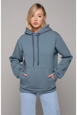 Женская худи с капюшоном премиум цвет байкал 340гр/м.кв