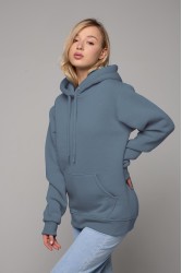 Женская худи с капюшоном премиум цвет байкал 340гр/м.кв