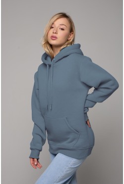 Женская худи с капюшоном премиум цвет байкал 340гр/м.кв