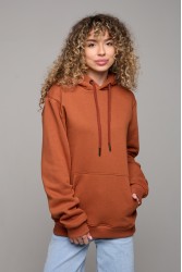 Женская Худи с капюшоном  премиум цвет Кэмэл (терракотовый) 320гр/м.кв