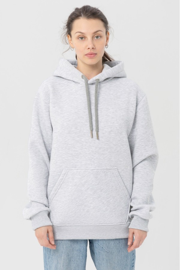  Premium hoodie grey car melange woman XS-38-40-Woman-(Женский)    Женская худи с капюшоном премиум светло-серая кар меланж 340гр/м.кв 