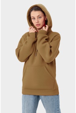 Женская худи с капюшоном премиум цвет карамель (темно-бежевый) 340гр/м.кв
