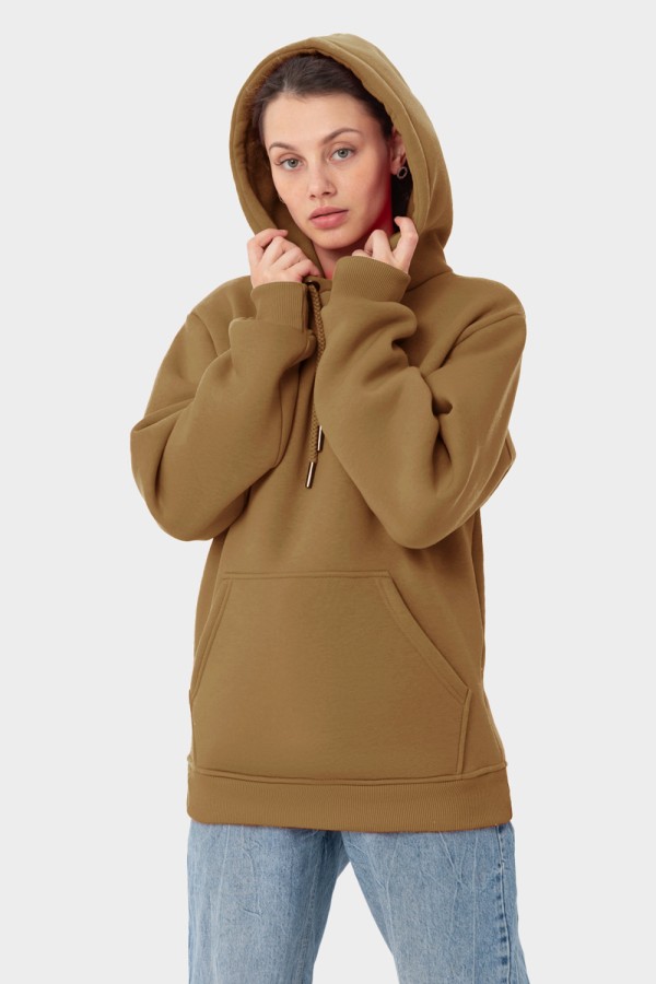  Premium hoodie caramel beige woman XS-38-40-Woman-(Женский)    Женская худи с капюшоном премиум цвет карамель (темно-бежевый) 340гр/м.кв 