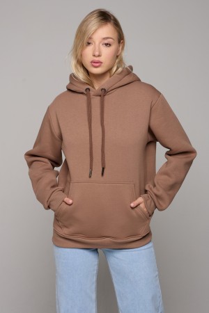 Женская худи с капюшоном  премиум шоколадная 340гр/м.кв