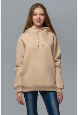 Женская худи с капюшоном премиум качества Кремовая 340гр/м.кв