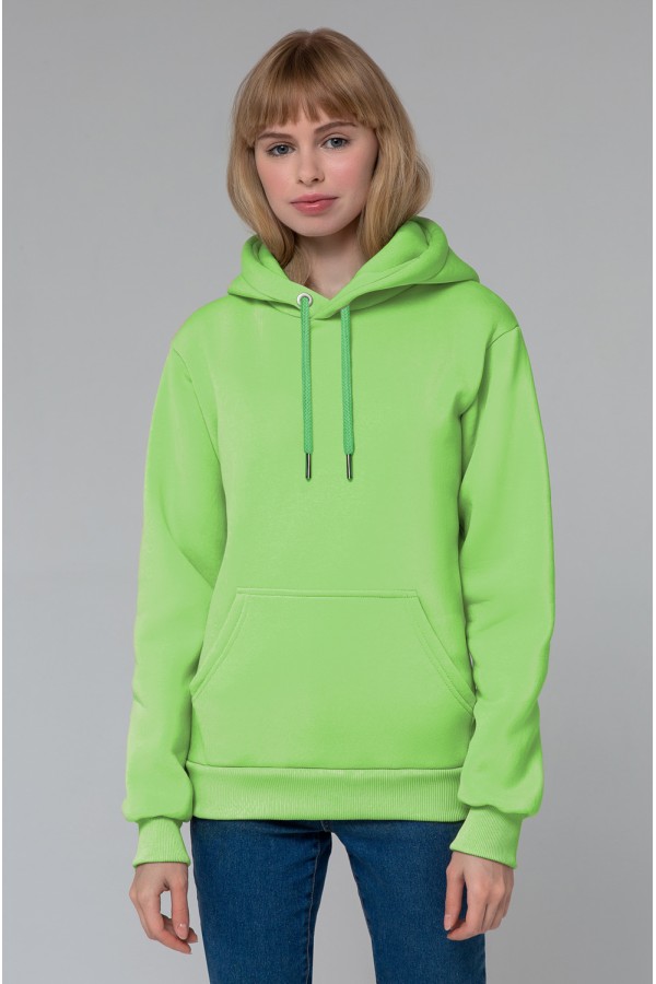  Premium Hoodie neon electric yellow Woman 3XL-50-52-Woman-(Женский)    Женская худи с капюшоном премиум зимняя электрический желтый неон 340гр/м.кв 