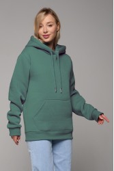 Женская худи с капюшоном премиум цвет Эвкалипт (холодный зеленый)