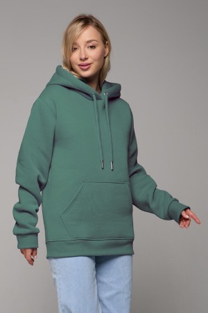 Женская худи с капюшоном премиум цвет Эвкалипт (холодный зеленый)