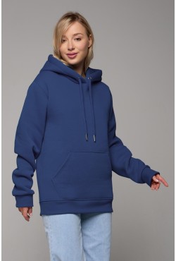 Женская Худи с капюшоном премиум индиго 360гр/м.кв