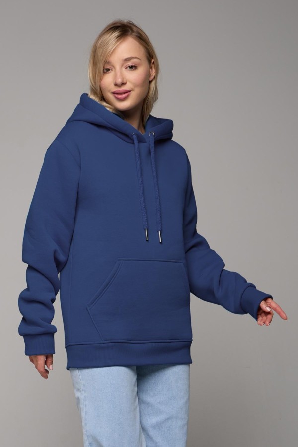  Premium Hoodie indigo woman 3XL-50-52-Woman-(Женский)    Женская Худи с капюшоном премиум индиго 360гр/м.кв 