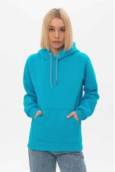 Женская худи с капюшоном премиум качества светло-бирюзовая 360гр/м.кв