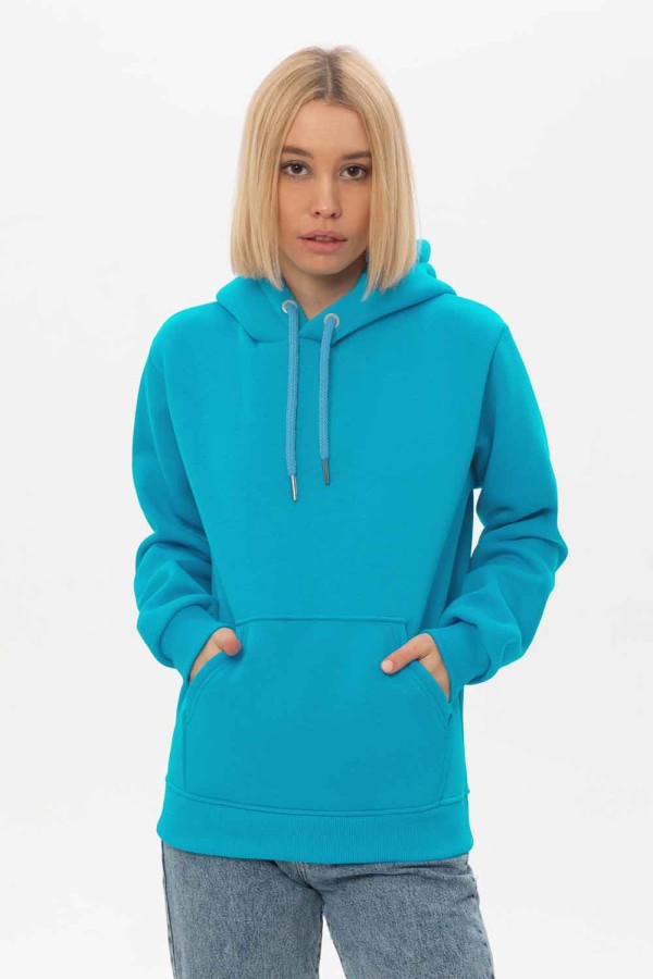  Premium Hoodie light turquoise woman XS-38-40-Woman-(Женский)    Женская худи с капюшоном премиум качества светло-бирюзовая 360гр/м.кв 