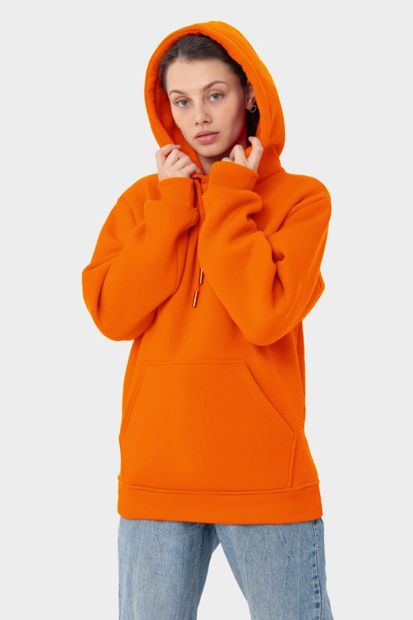  Premium hoodie neon orange color woman XS-38-40-Woman-(Женский)    Женская худи с капюшоном премиум неоновый оранжевый 340гр/м.кв 
